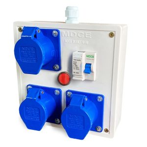 hộp nguồn thi công 1 pha vỏ nhựa MDCE có đèn