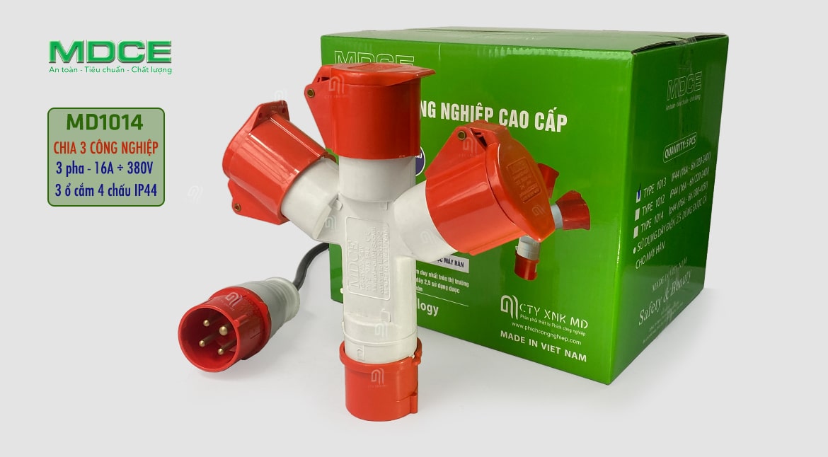 chi tiết bộ chia 3 ổ cắm công nghiệp 3 pha 16a