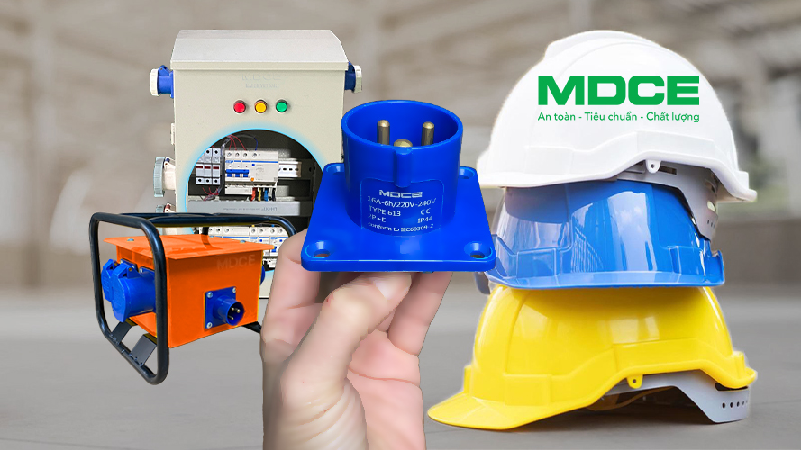 MD 613 phích cắm công nghiệp 1 pha 3 chấu lắp tủ điện 1 pha gắn hộp nguồn thi công