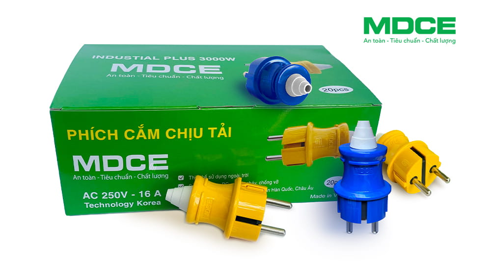 Phích cắm dọc 2 chấu tròn chịu tải MD012D hàng việt nam