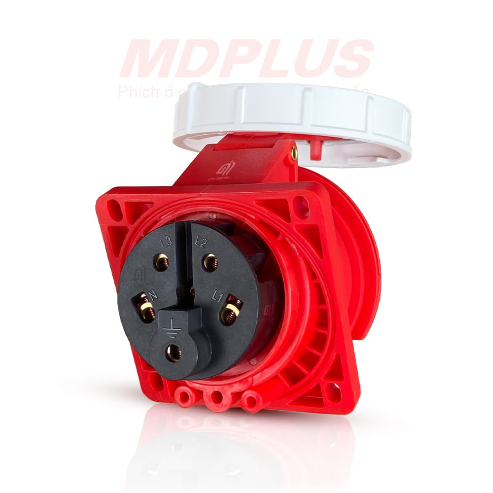 Nơi đấu nguồn vào ổ cắm 32A 5 chấu gắn tủ dạng nghiêng MDP4252