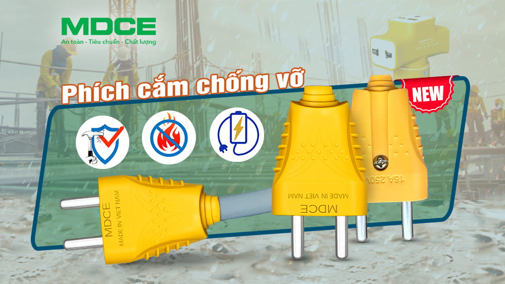 Phích cắm 2 chân điện 220v chống vỡ MDCE